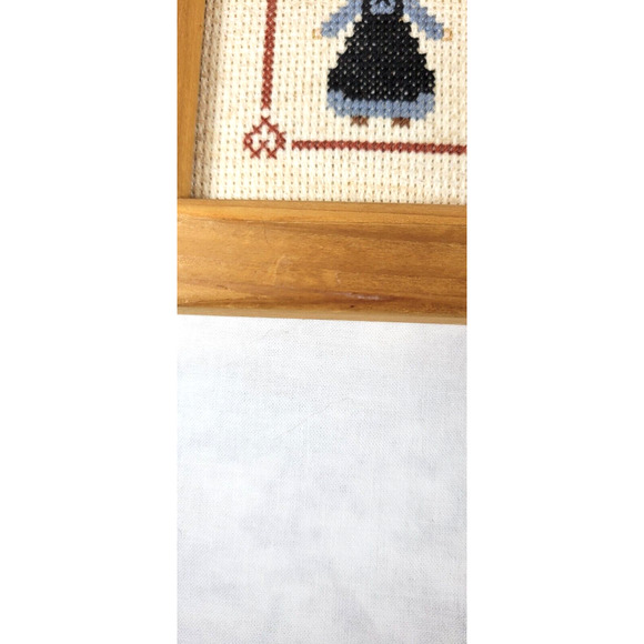 Amish Mennonite Couple Completed Cross Stitch Farmhouse Americana Rustic 5" - Picture 11 of 15